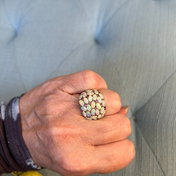 Lab Created Opal Cluster Ring - Picture 9 of 9